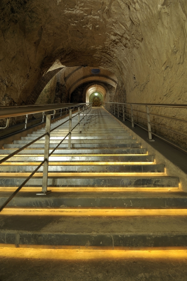 Stairs leading to the quarry cellars, colline Saint-Nicaise, Reims